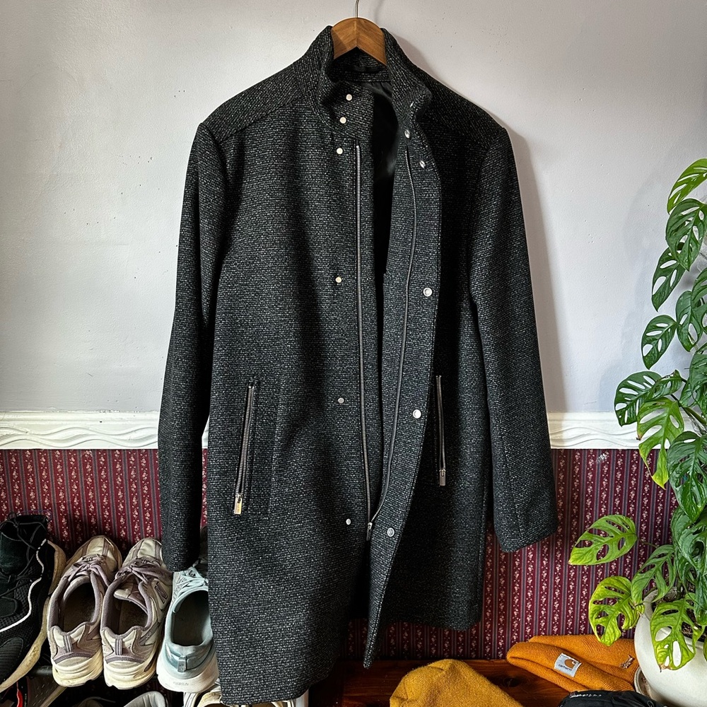 H&M Charcoal Trench Coat for Men